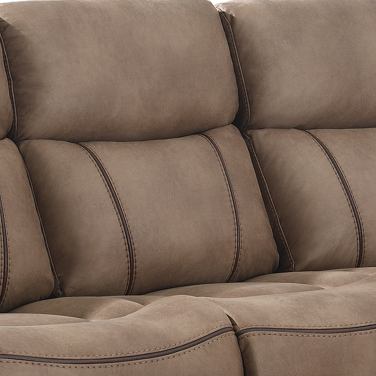 Richmond electric 3 seater sofa in Sahara Leather Air, upholstery and reclining detail 7