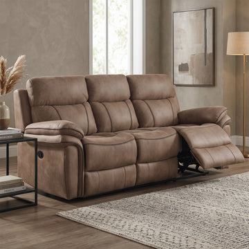 Richmond electric 3 seater sofa in Sahara Leather Air, living room view 1