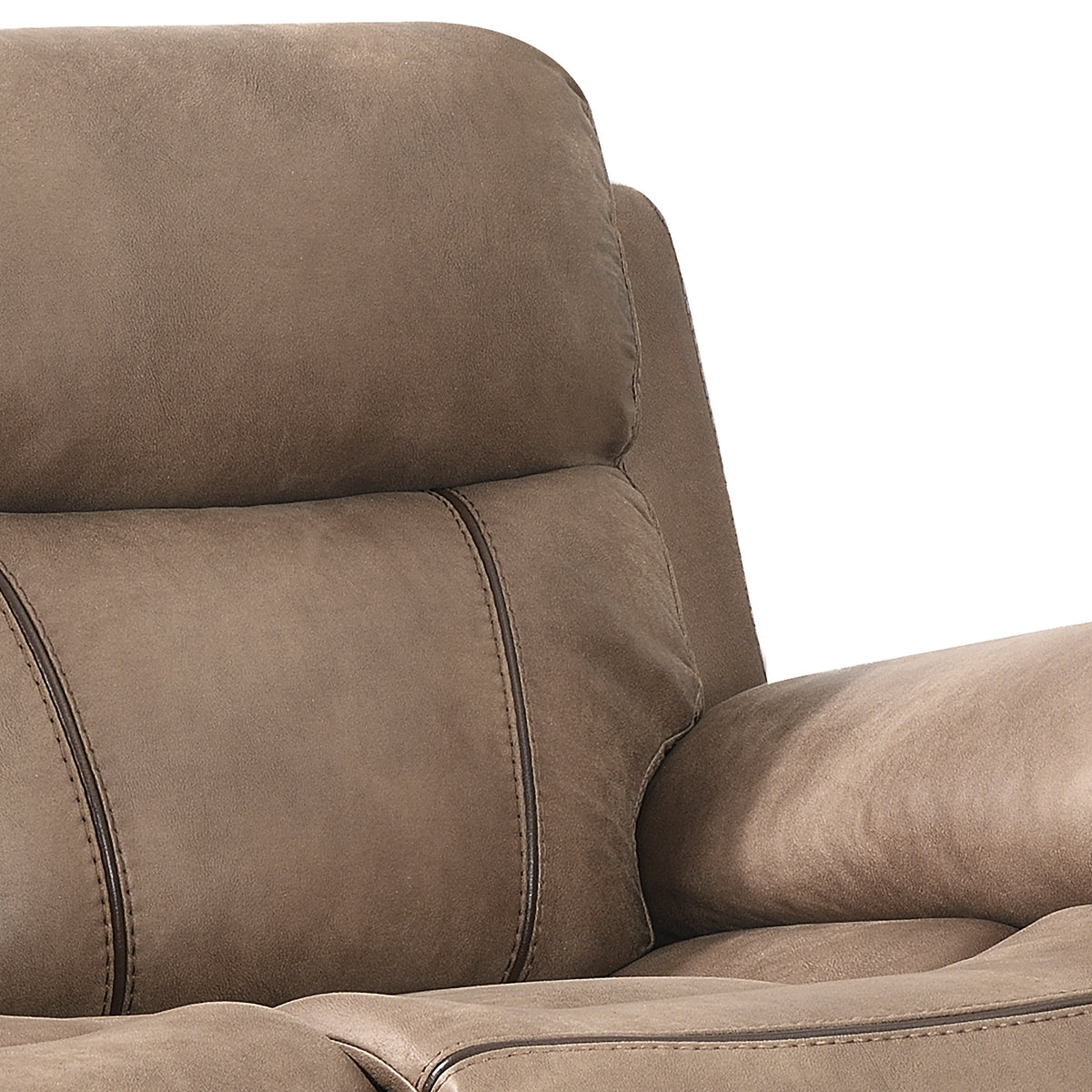 Richmond electric 2 seater sofa in Sahara Leather Air, upholstery and reclining detail 8