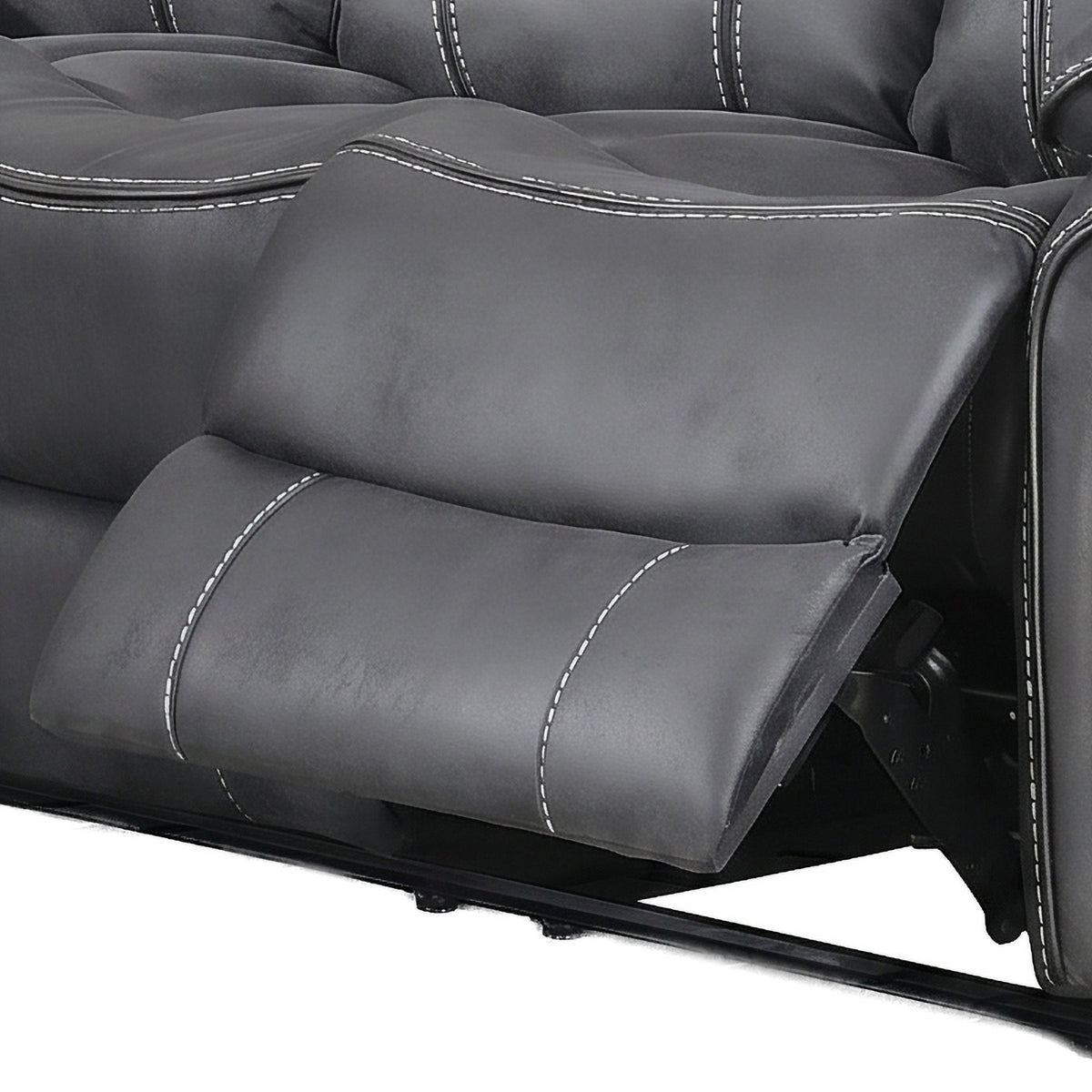 Richmond 3 seater sofa in Charcoal Grey Leather Air, upholstery and reclining detail 8