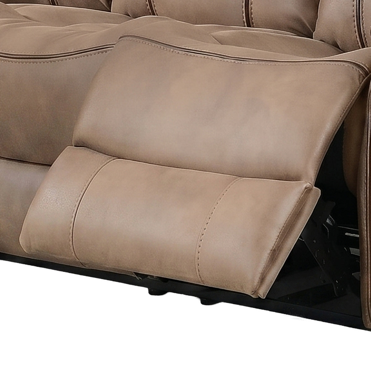 Richmond 3 seater sofa in Sahara Leather Air, upholstery and reclining detail 8