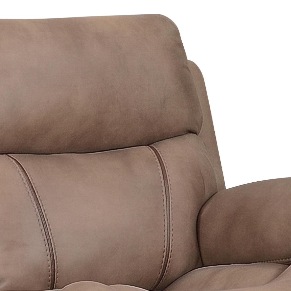 Richmond 2 seater sofa in Sahara Leather Air, upholstery and reclining detail 9