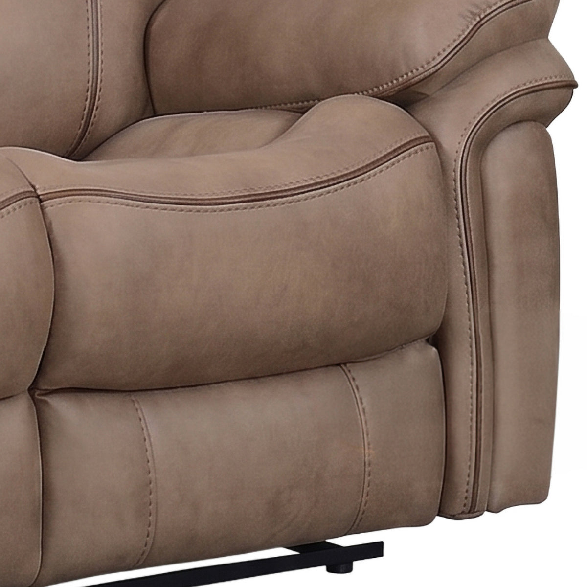 Richmond 2 seater sofa in Sahara Leather Air, upholstery and reclining detail 8