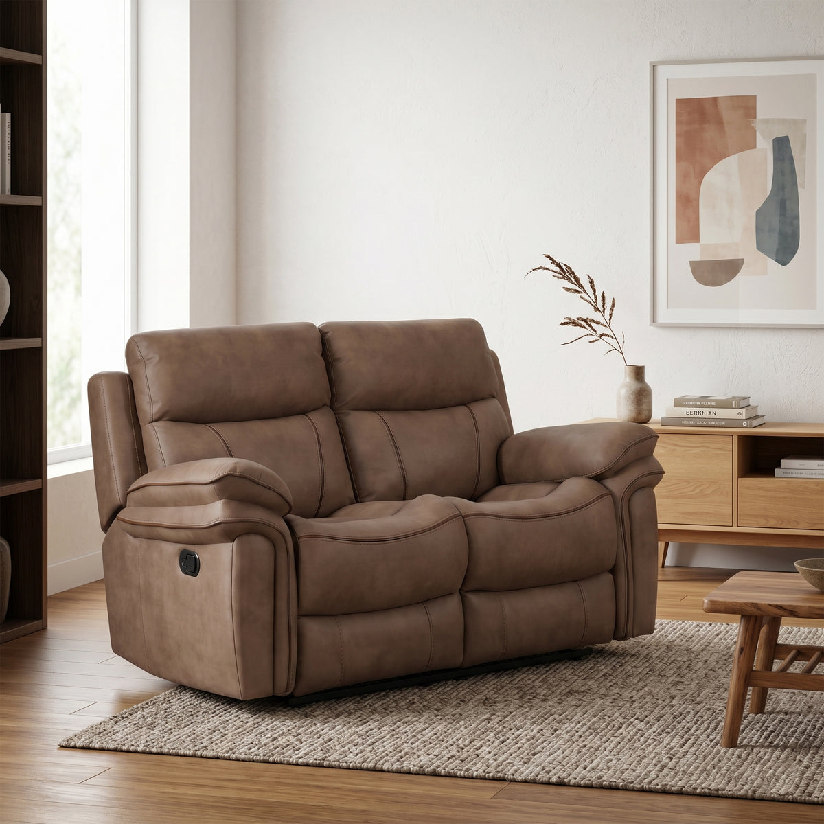 Richmond 2 seater sofa in Sahara Leather Air, living room view 2