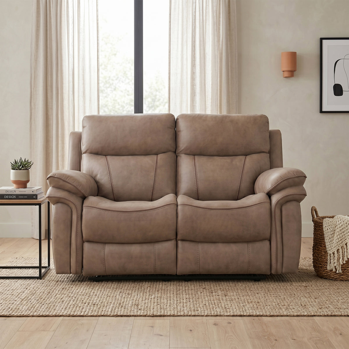 Richmond 2 seater sofa in Sahara Leather Air, living room view 1