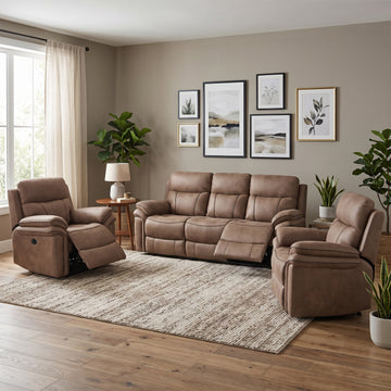 Richmond Leather Air in Sahara, 3+1+1 suite in a living room