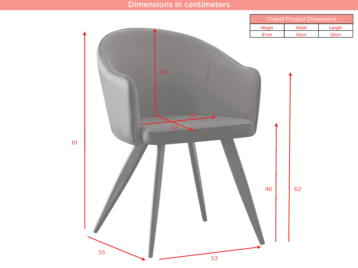 San Remo chair dimension diagram