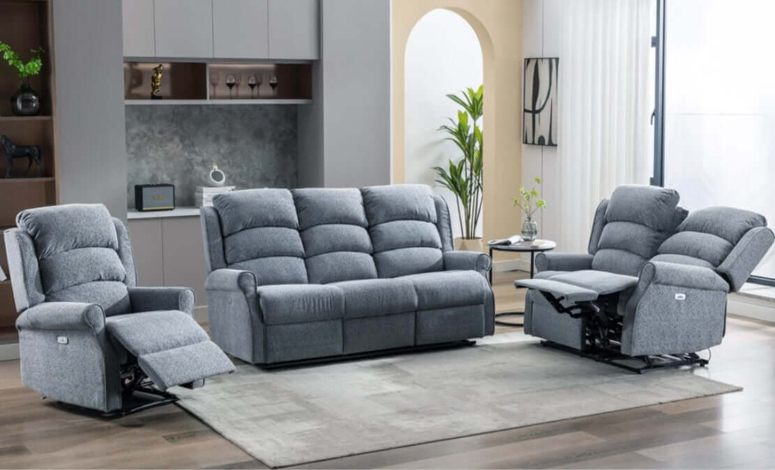 Windsor Electric 3+2 Sofa Set Steel Blue