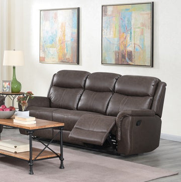 Portland 3 Seater Reclining Sofa - Rustic Brown Fabric