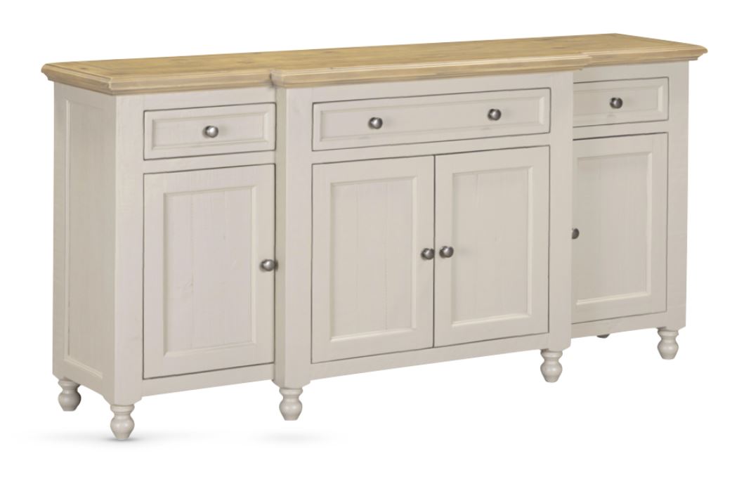 Chateau Pine 4 Door 3 Drawer Sideboard - Grey