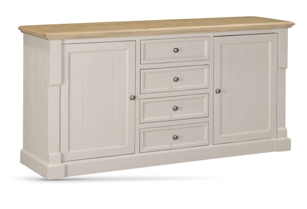 Chateau Pine 2 Door 4 Drawer Sideboard- Grey
