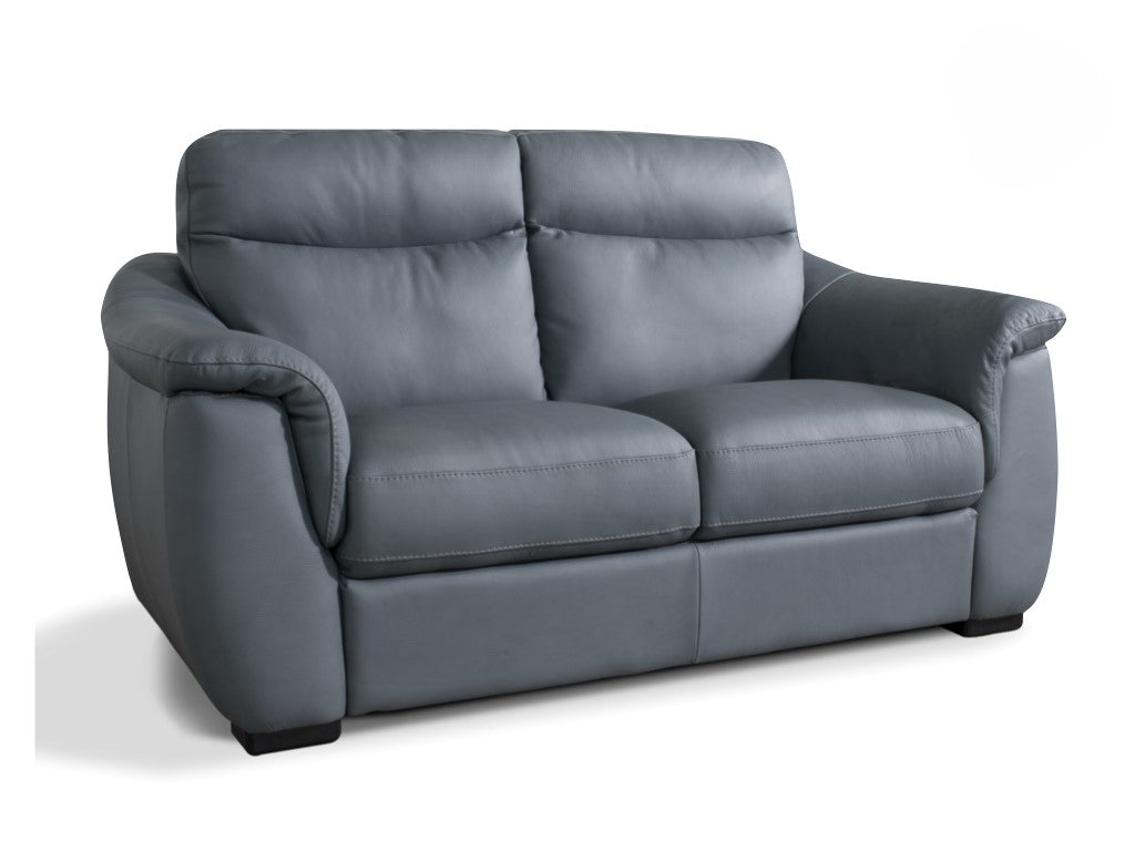 Soffio 2 Seater Fixed Leather Sofa - Cobalto