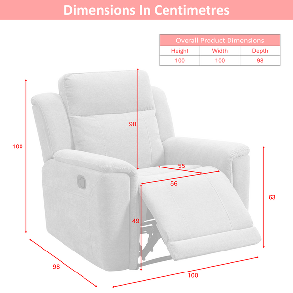 Somerton 3+1+1 Manual Reclining Sofa Suite - Light Grey Fabric – dimensions