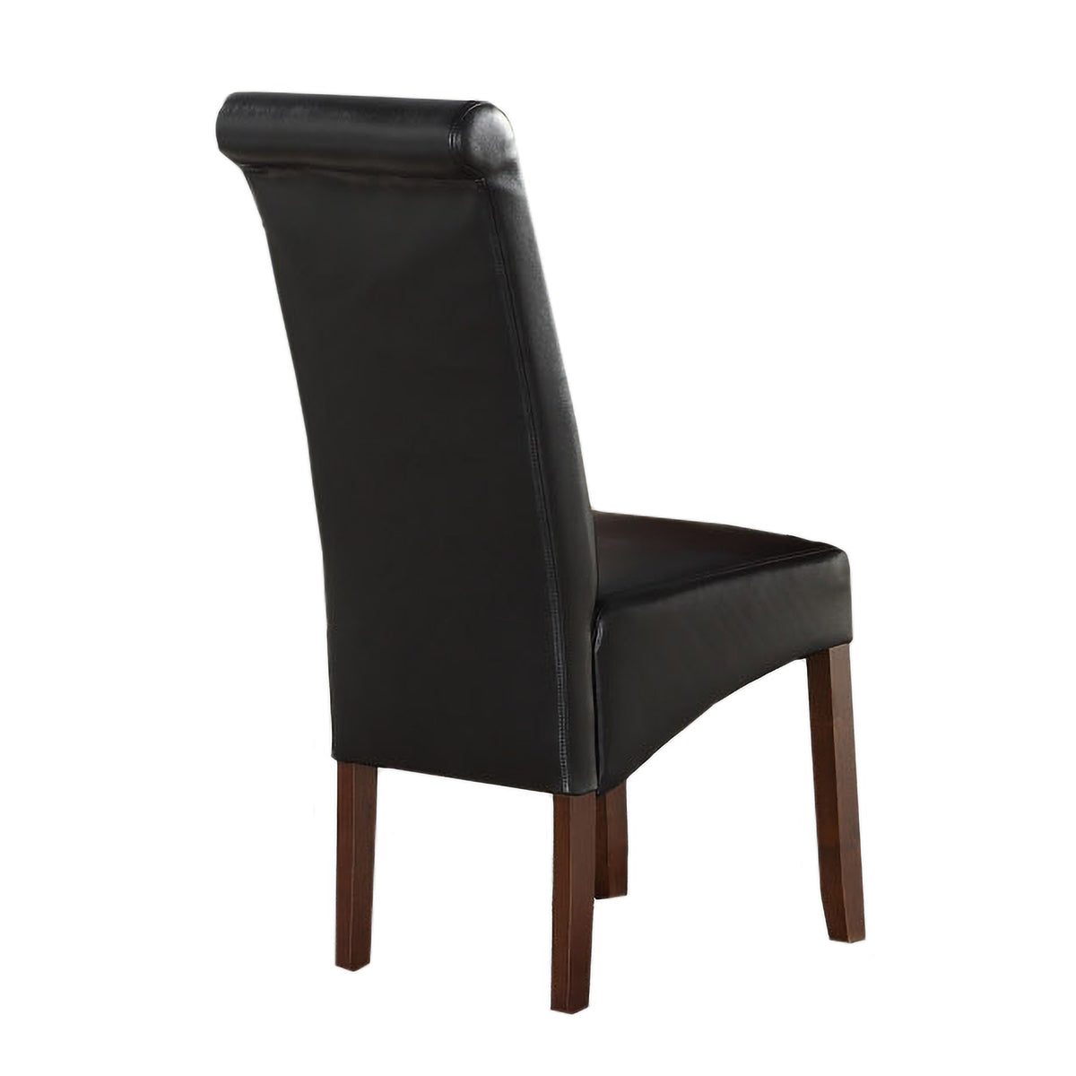 Sophie black dining chair with acacia legs, rear view