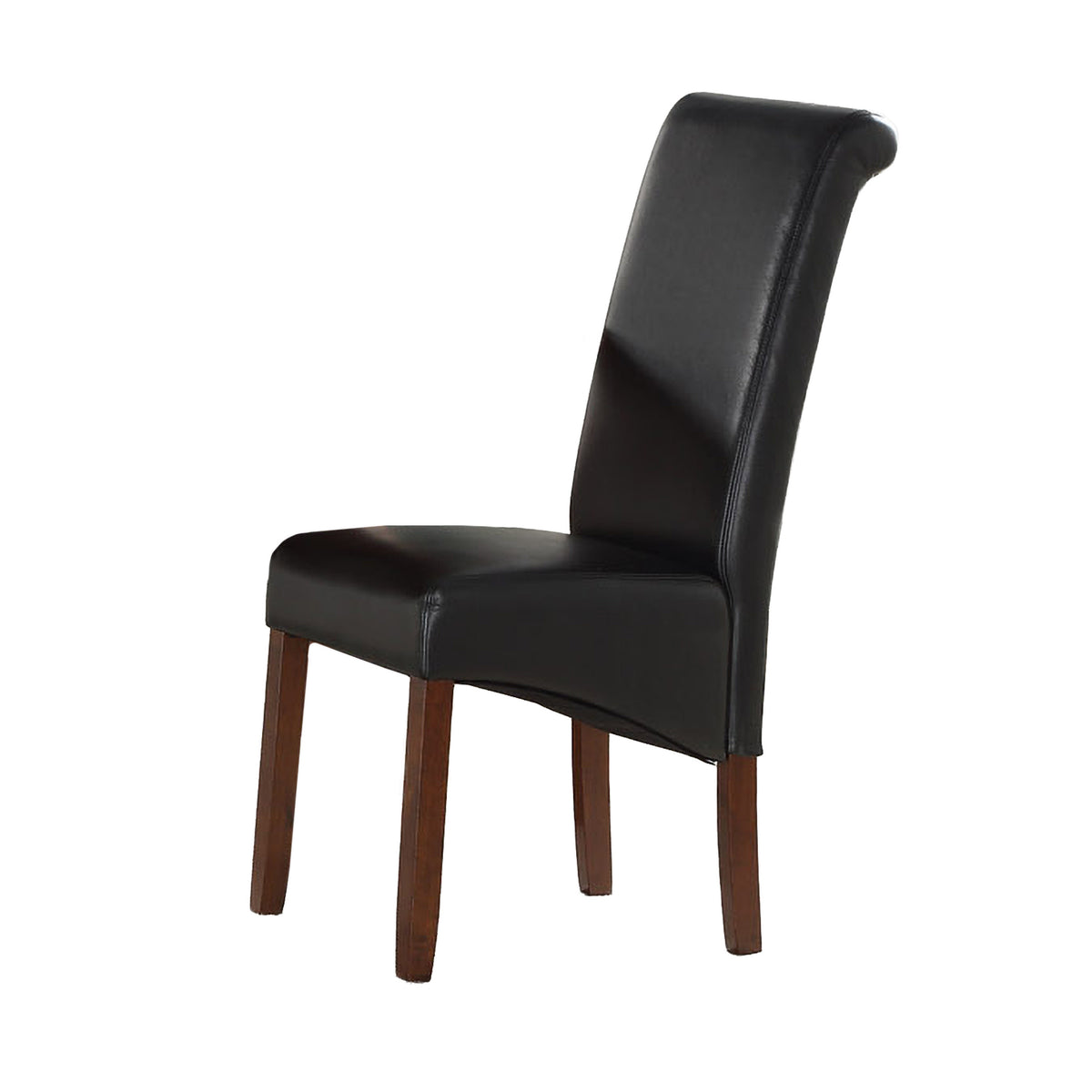 Sophie black dining chair with acacia legs, side view