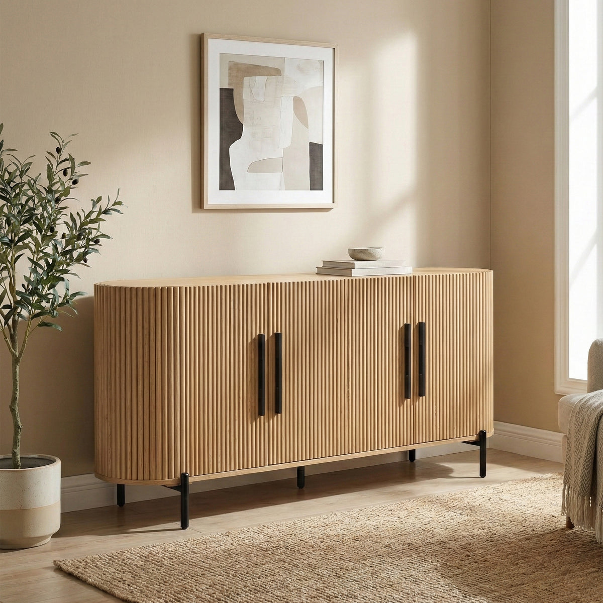 Stockholm 4 Door Curved Sideboard - lifestyle view