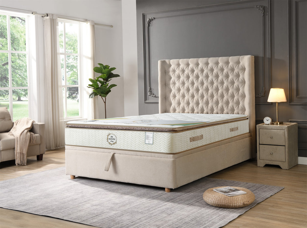 G06 Plush Velvet Mattress, mattress on an upholstered bed in a bedroom