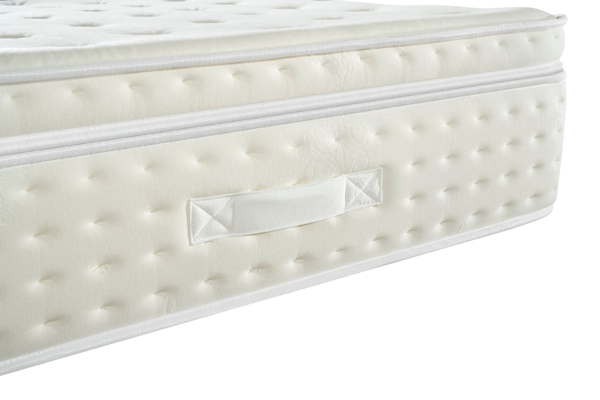 G09 Luxury High Mattress, close-up of the white side panel and handle