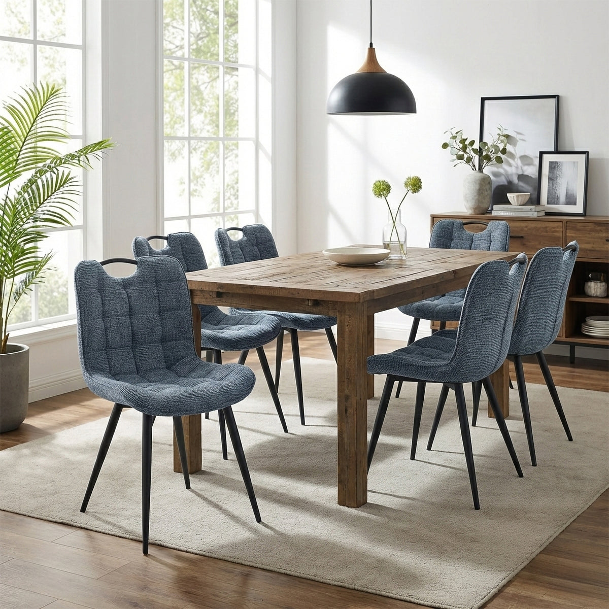 Symphony Navy dining chairs around a dining table