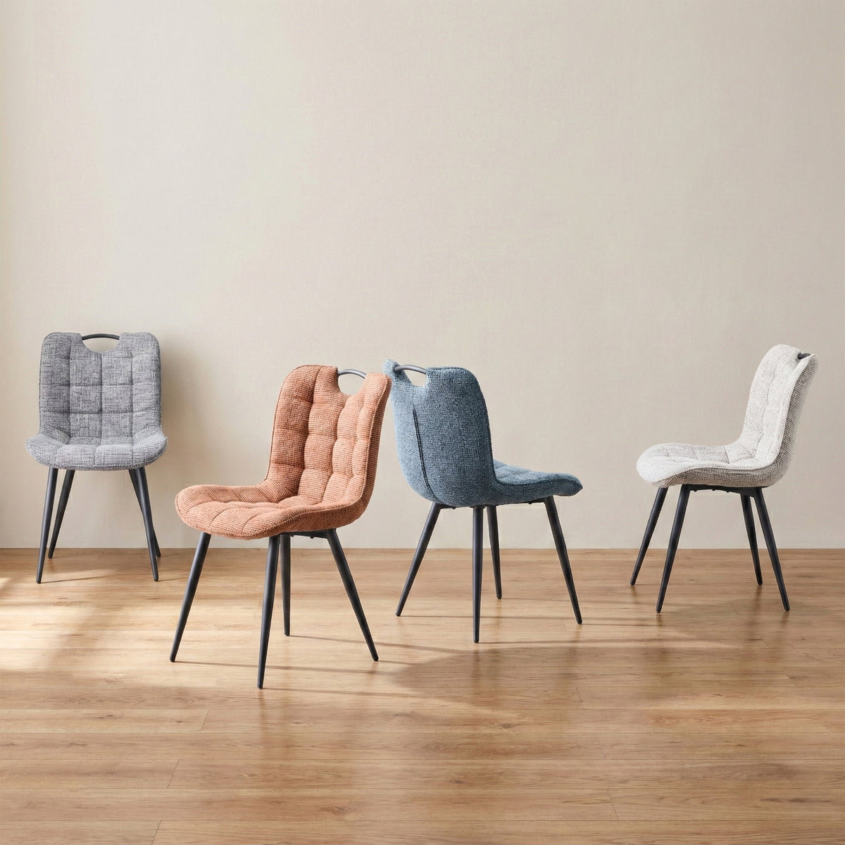 Symphony dining chairs in Biscuit, Dark Grey, Navy and Rust