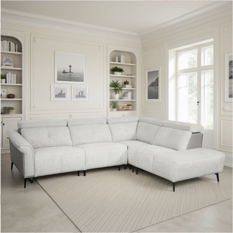Torino Electric Reclining Corner Suite - Light Grey Fusion