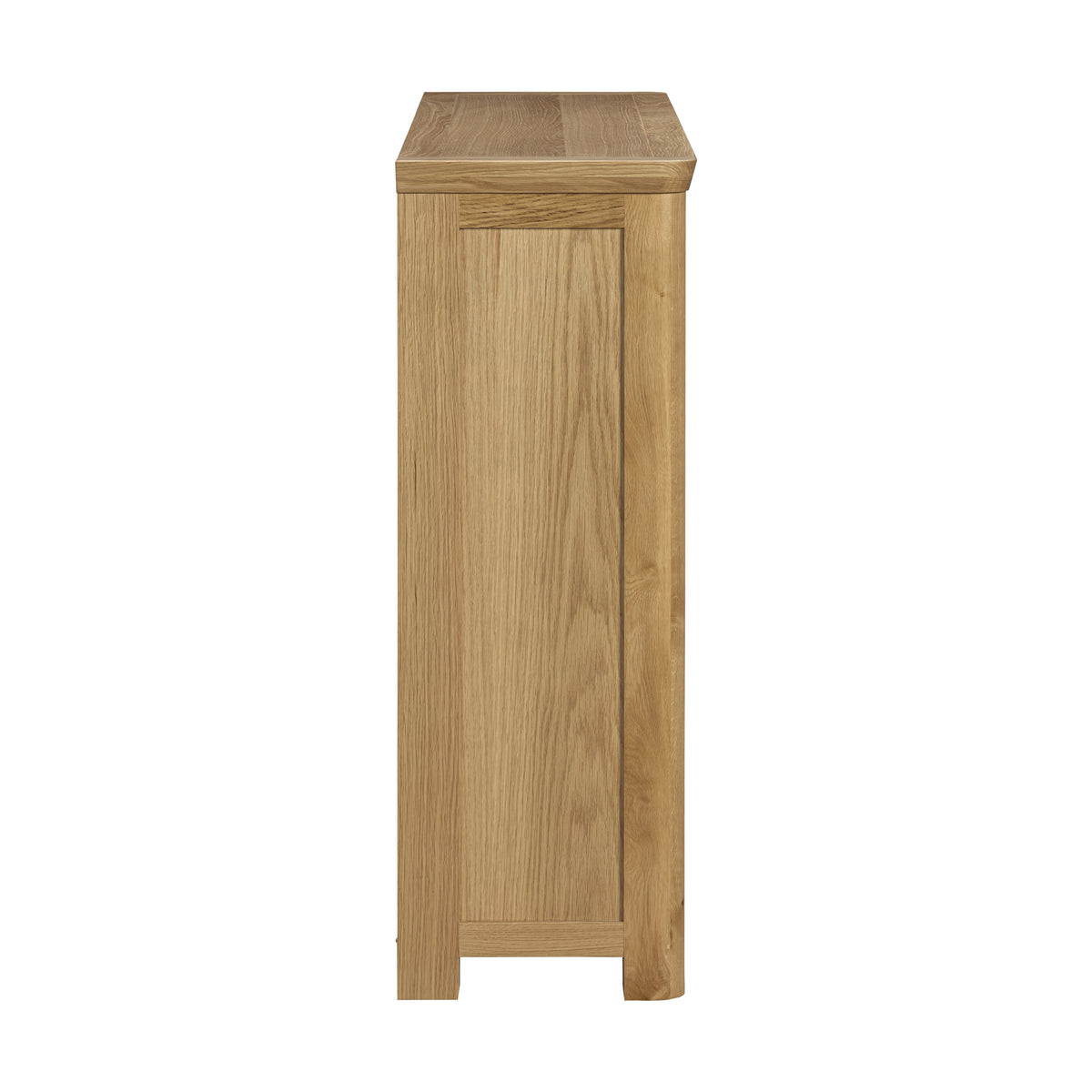 Treviso Oak Low Wide Bookcase, side view