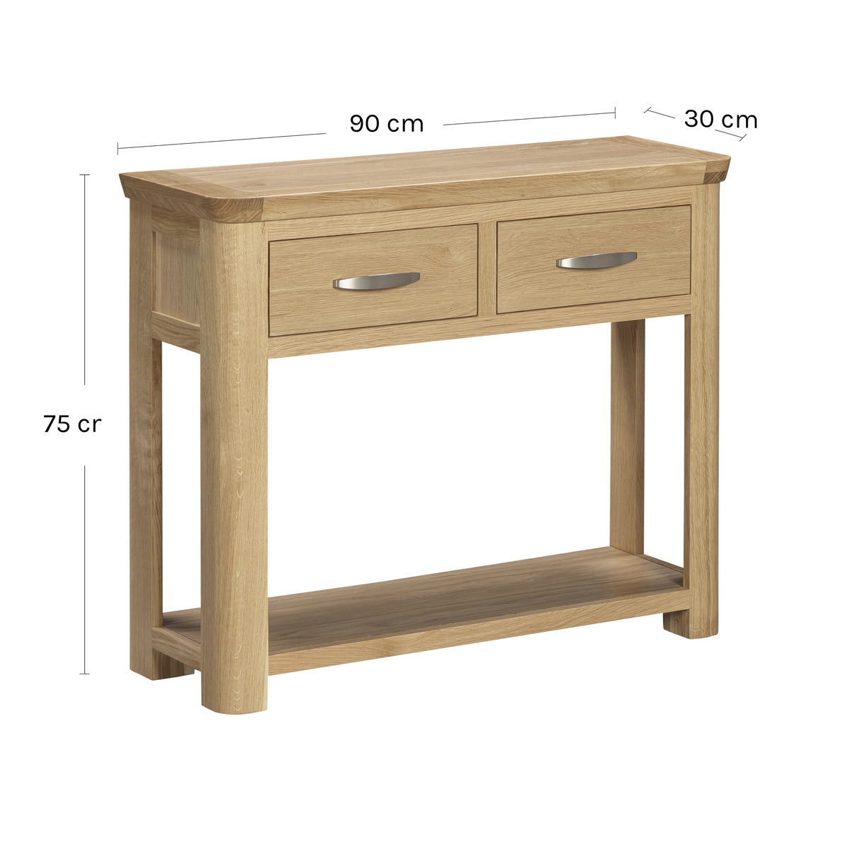 Treviso Oak Large Console Table, dimension diagram