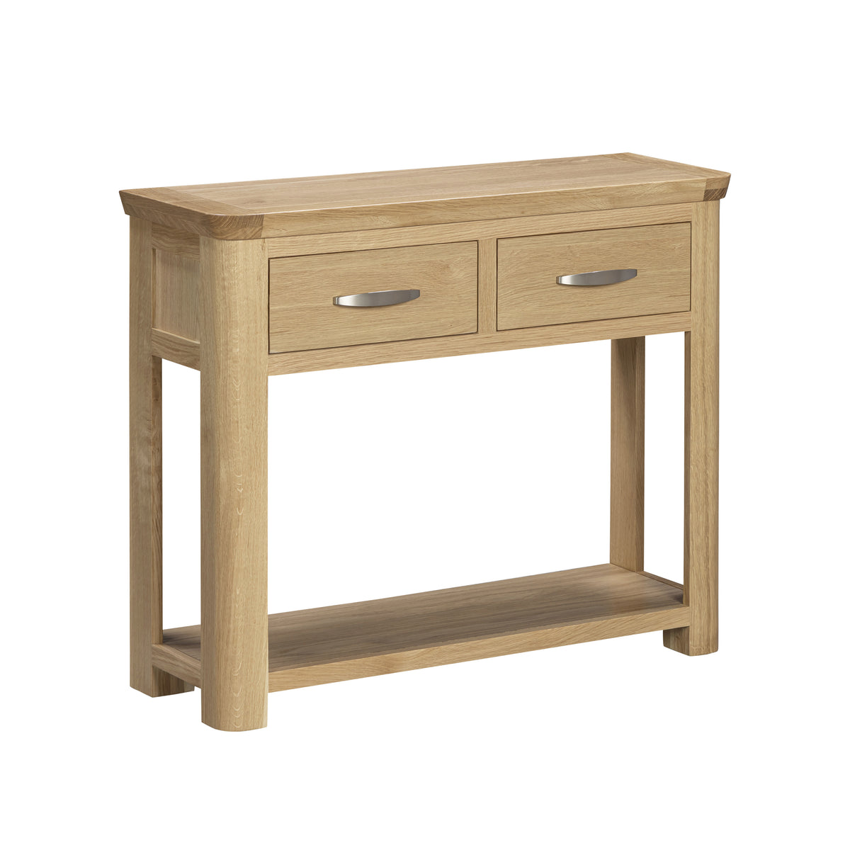 Treviso Oak Large Console Table, angled view