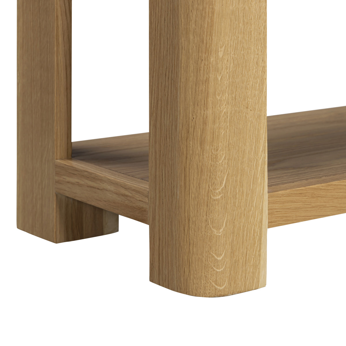 Treviso Oak Large Console Table, curved leg detail