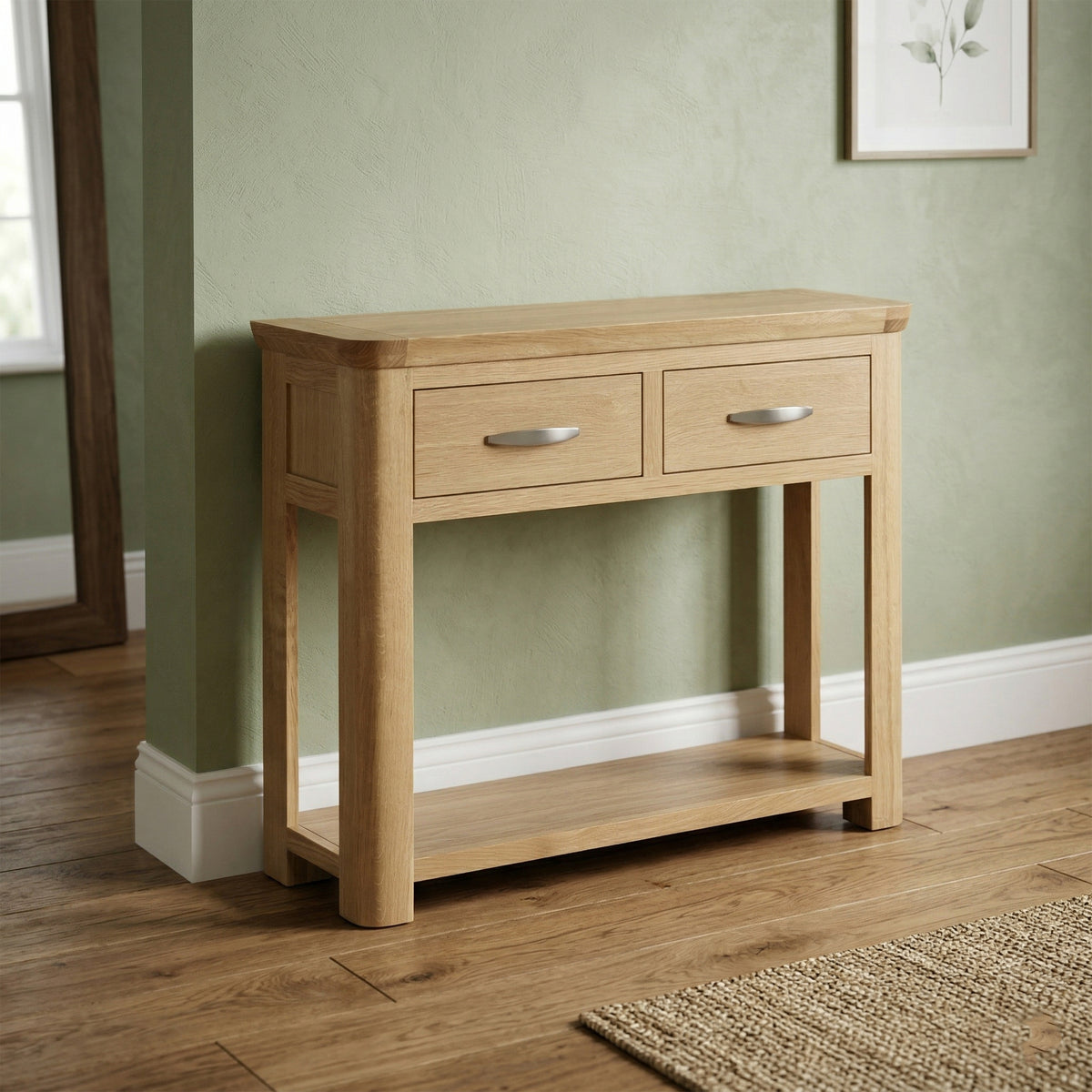 Treviso Oak Large Console Table, room setting