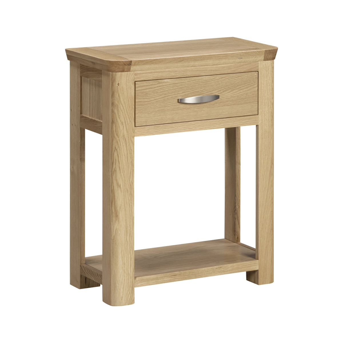 Treviso Oak Small Console Table, angled view