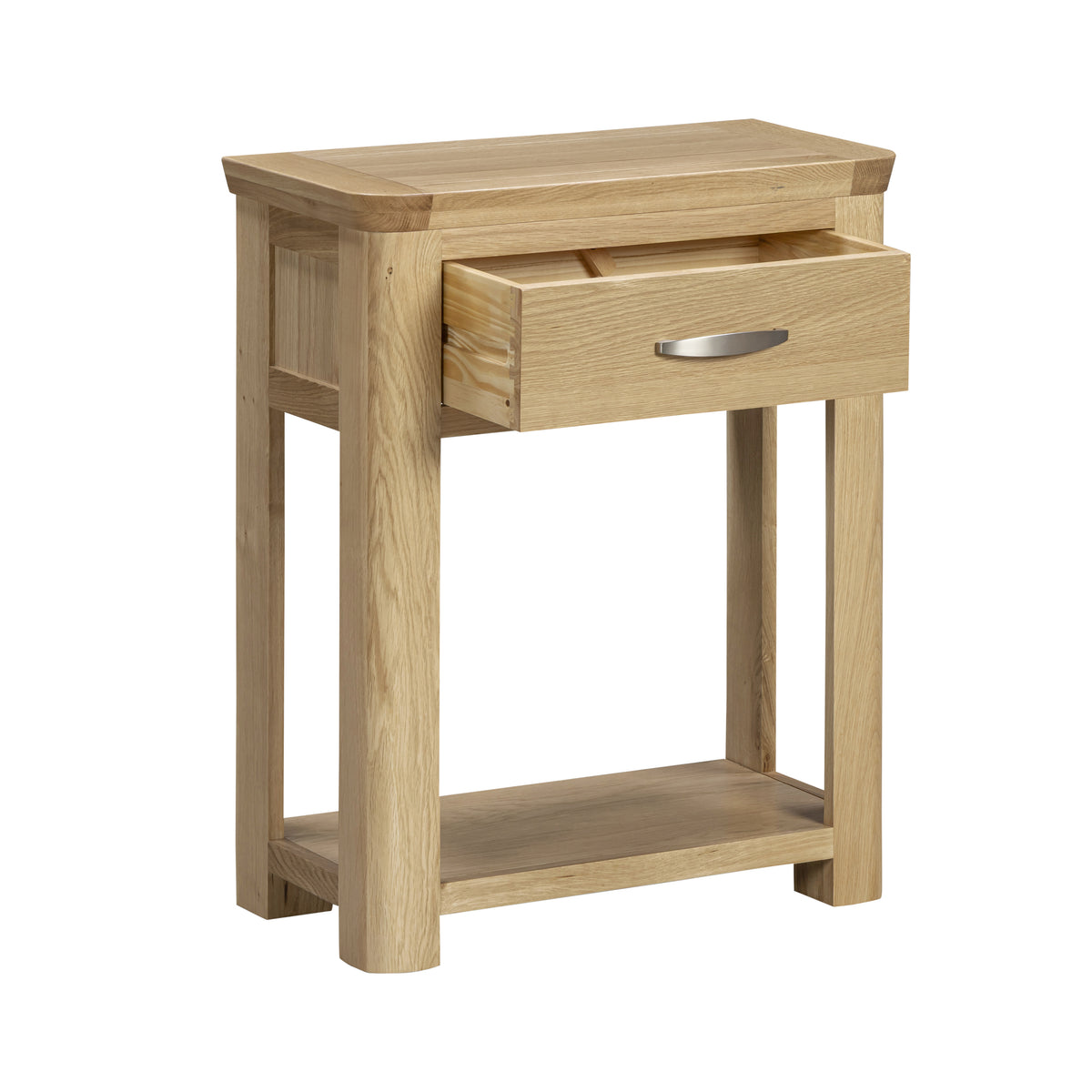 Treviso Oak Small Console Table, drawer open