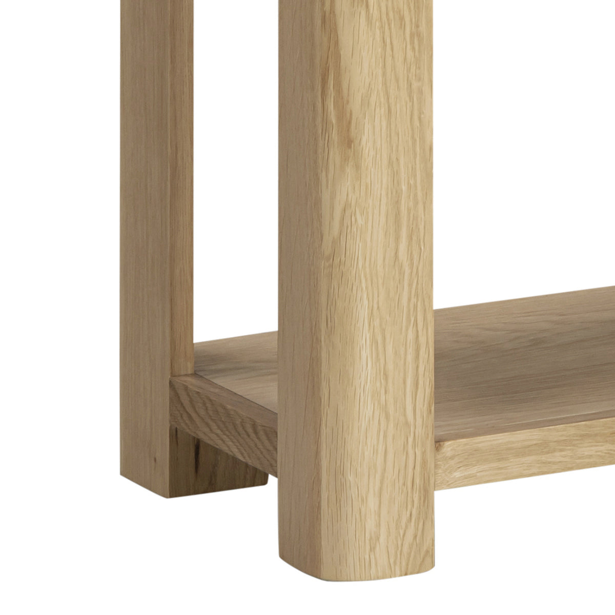 Treviso Oak Small Console Table, curved leg detail