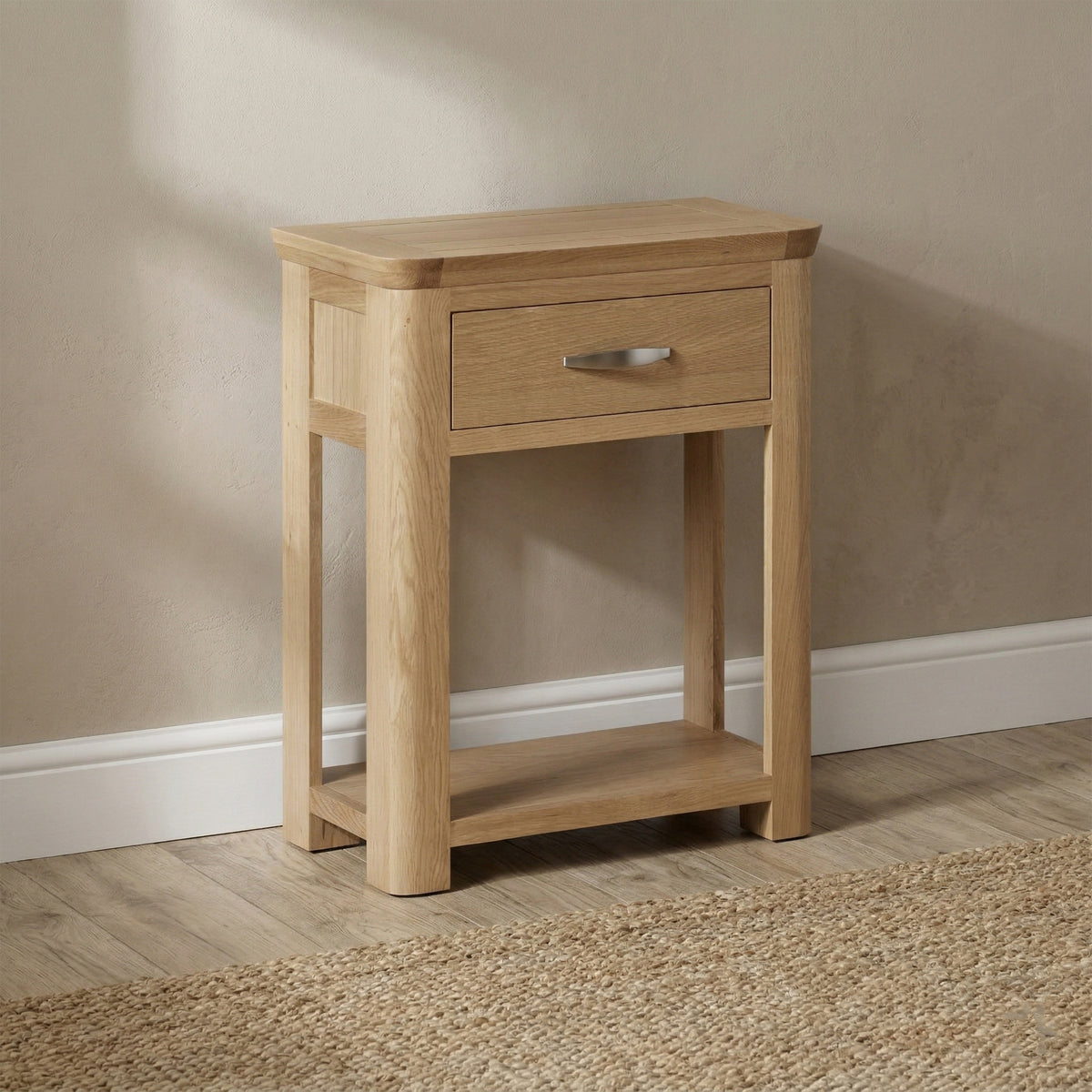 Treviso Oak Small Console Table, room setting