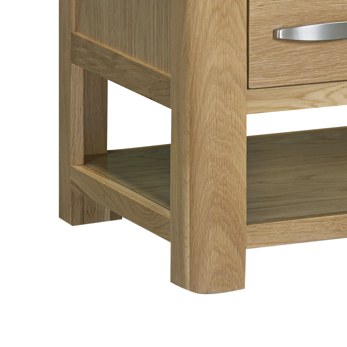 Treviso Oak Coffee Table with Drawers, curved leg detail