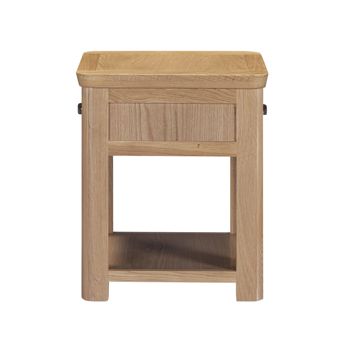 Treviso Oak End Table with Drawer, side view