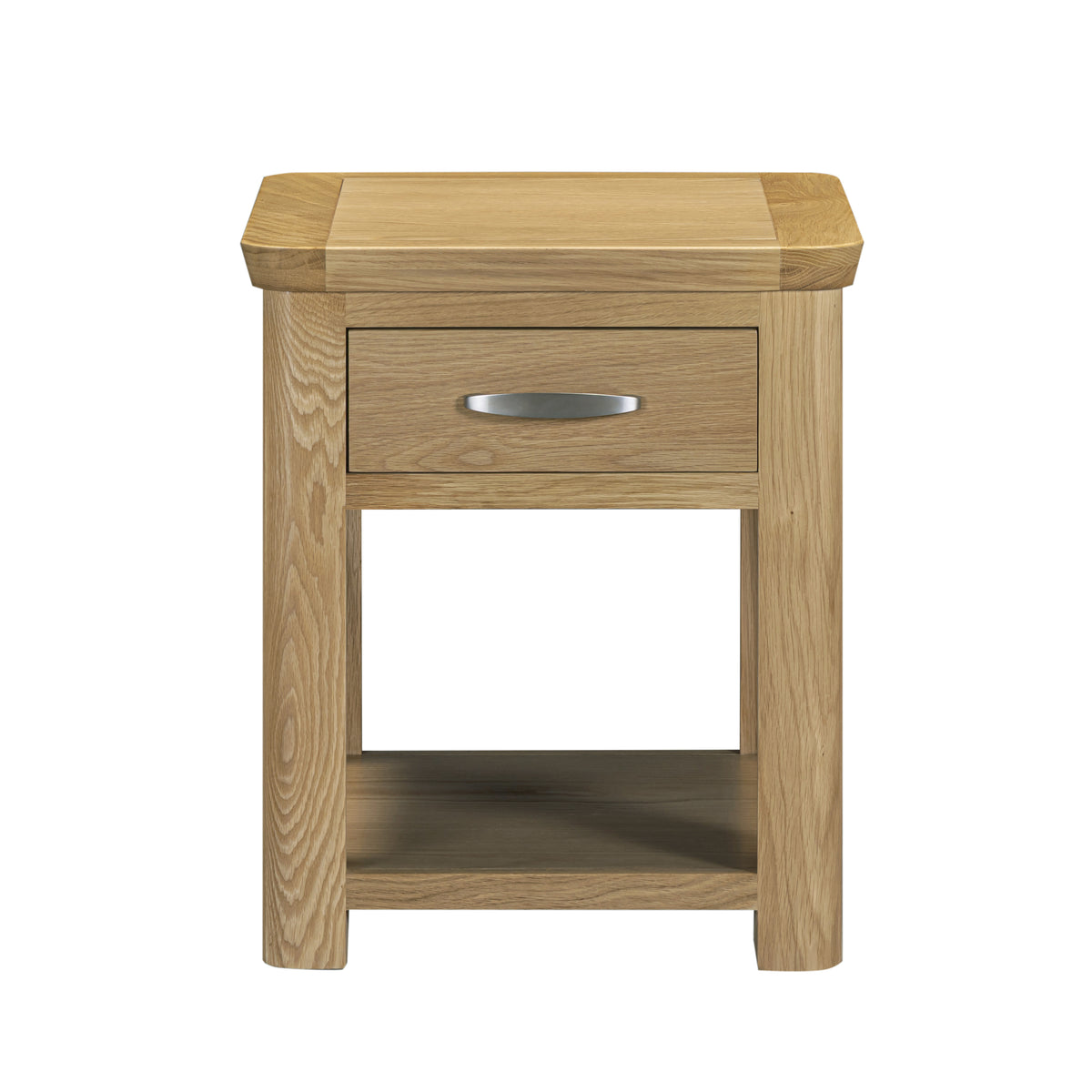 Treviso Oak End Table with Drawer, front view