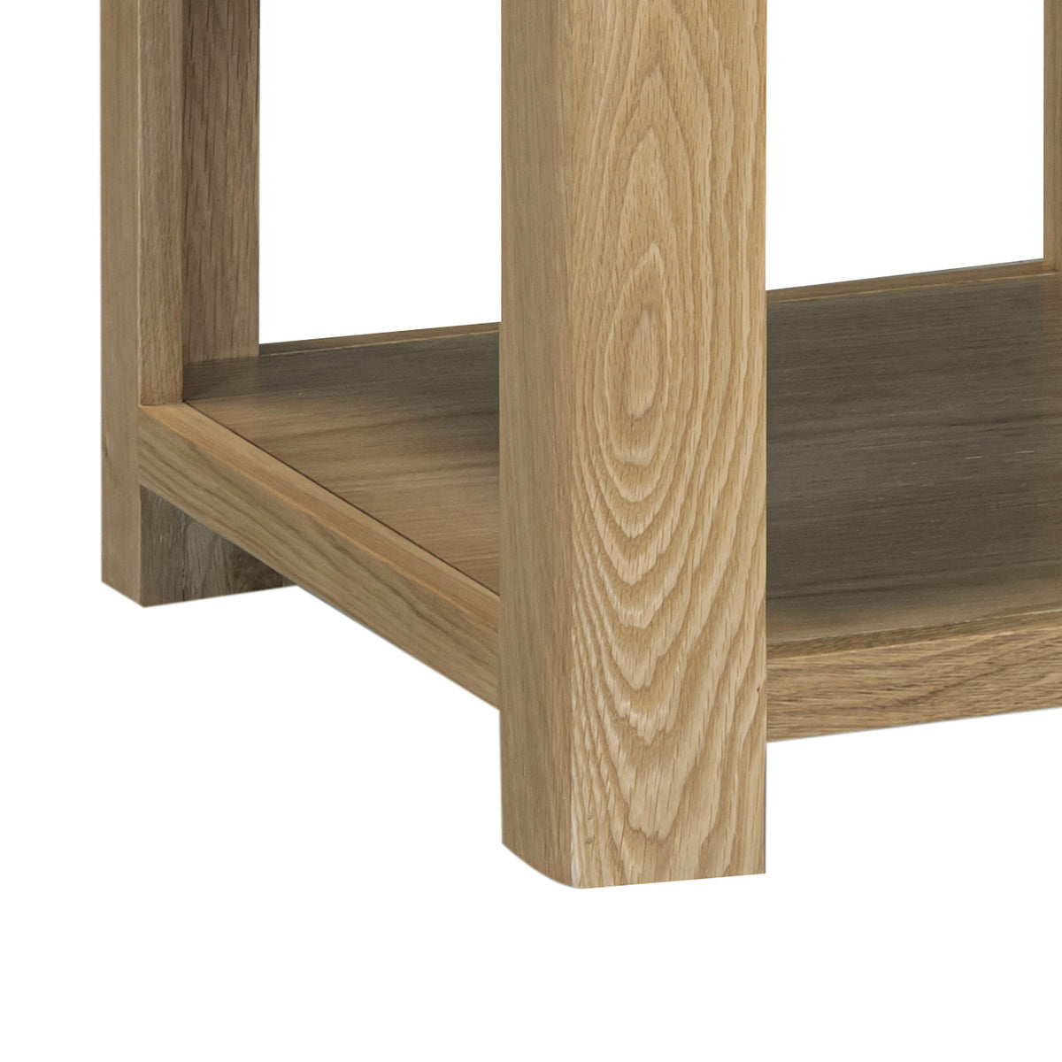 Treviso Oak End Table with Drawer, curved leg detail