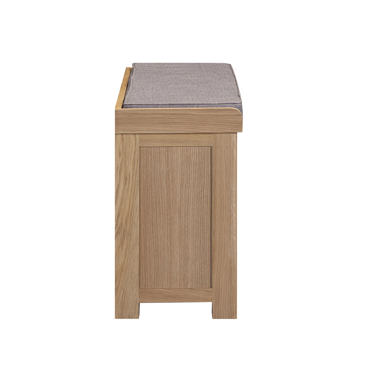 Treviso Oak Shoe Bench, side view
