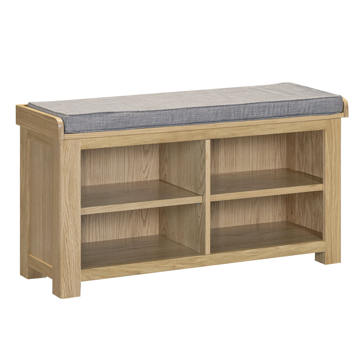 Treviso Oak Shoe Bench, angled view