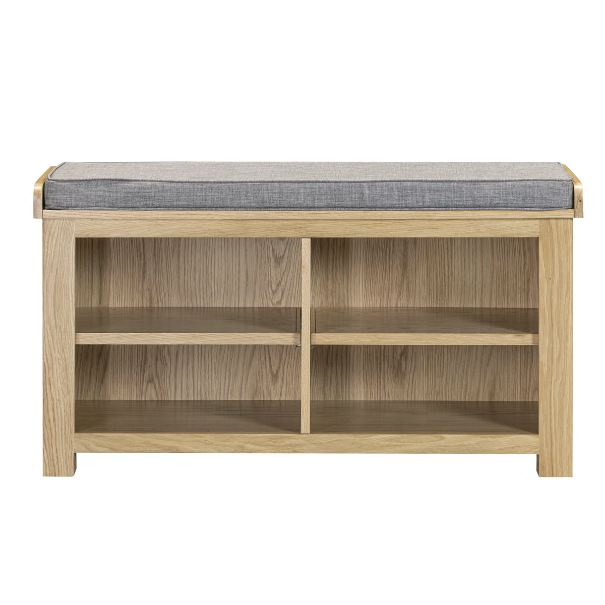 Treviso Oak Shoe Bench, front view