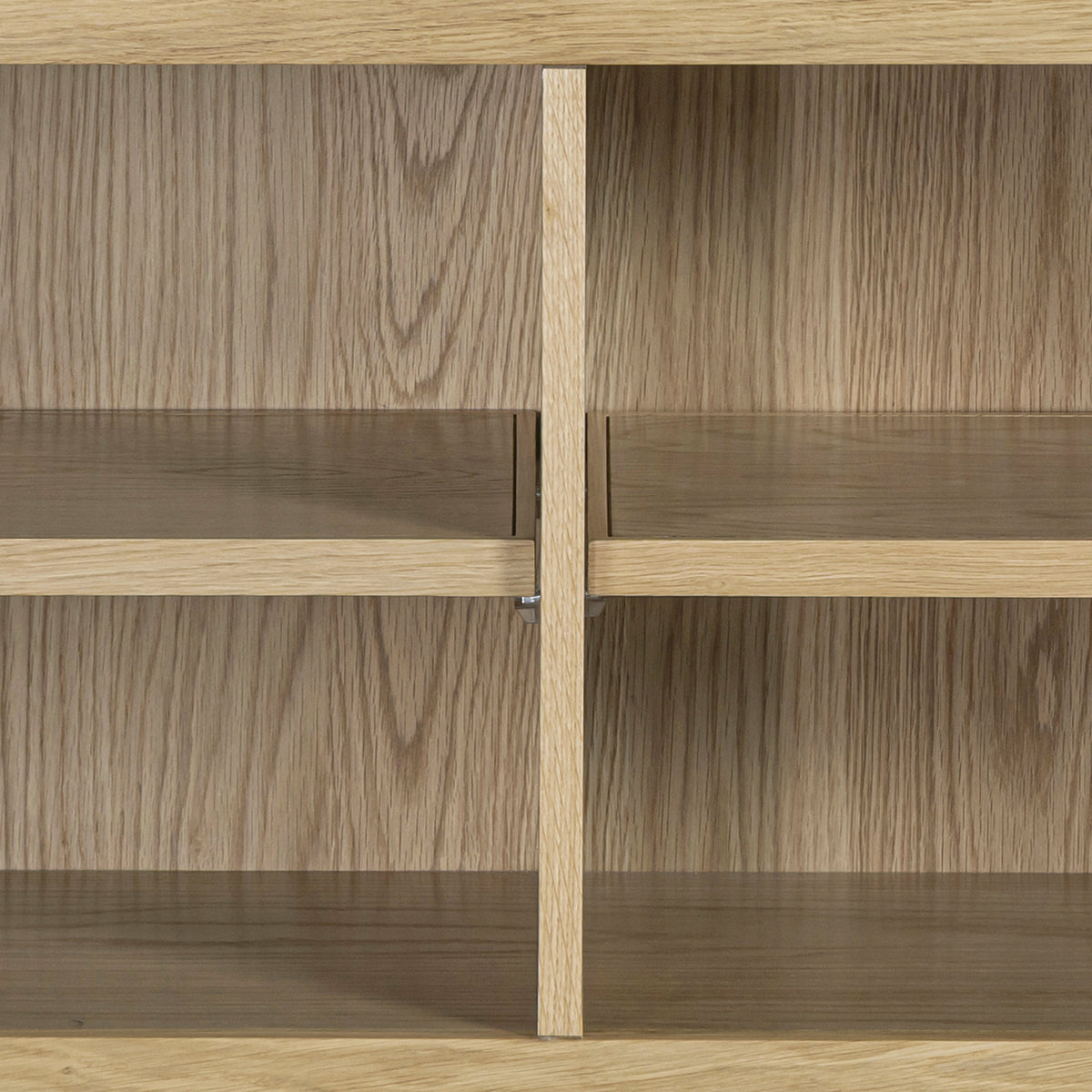 Treviso Oak Shoe Bench, open storage compartment detail