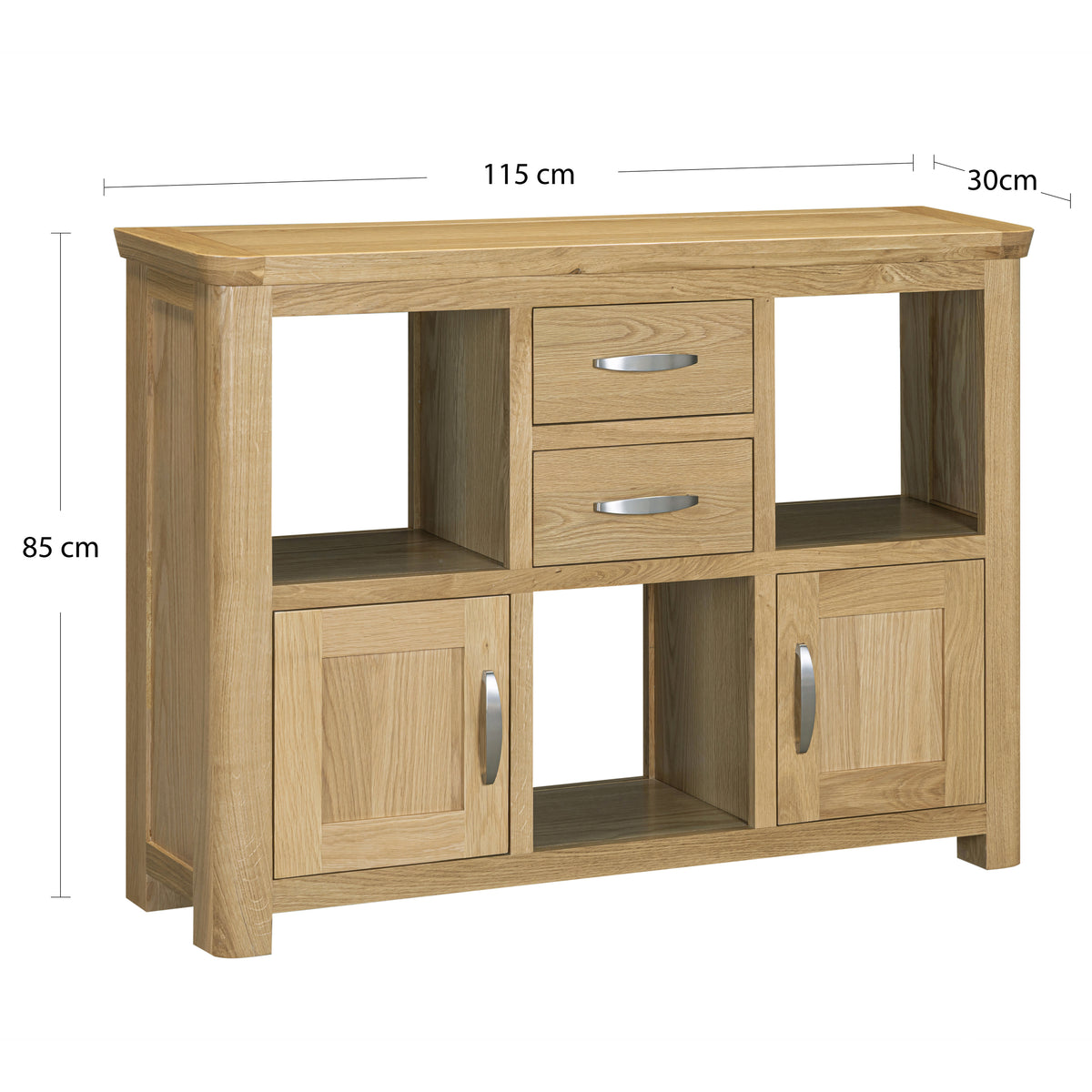 Treviso Oak Low Display Unit, dimension diagram