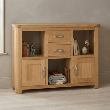 Treviso Oak Low Display Unit, room setting