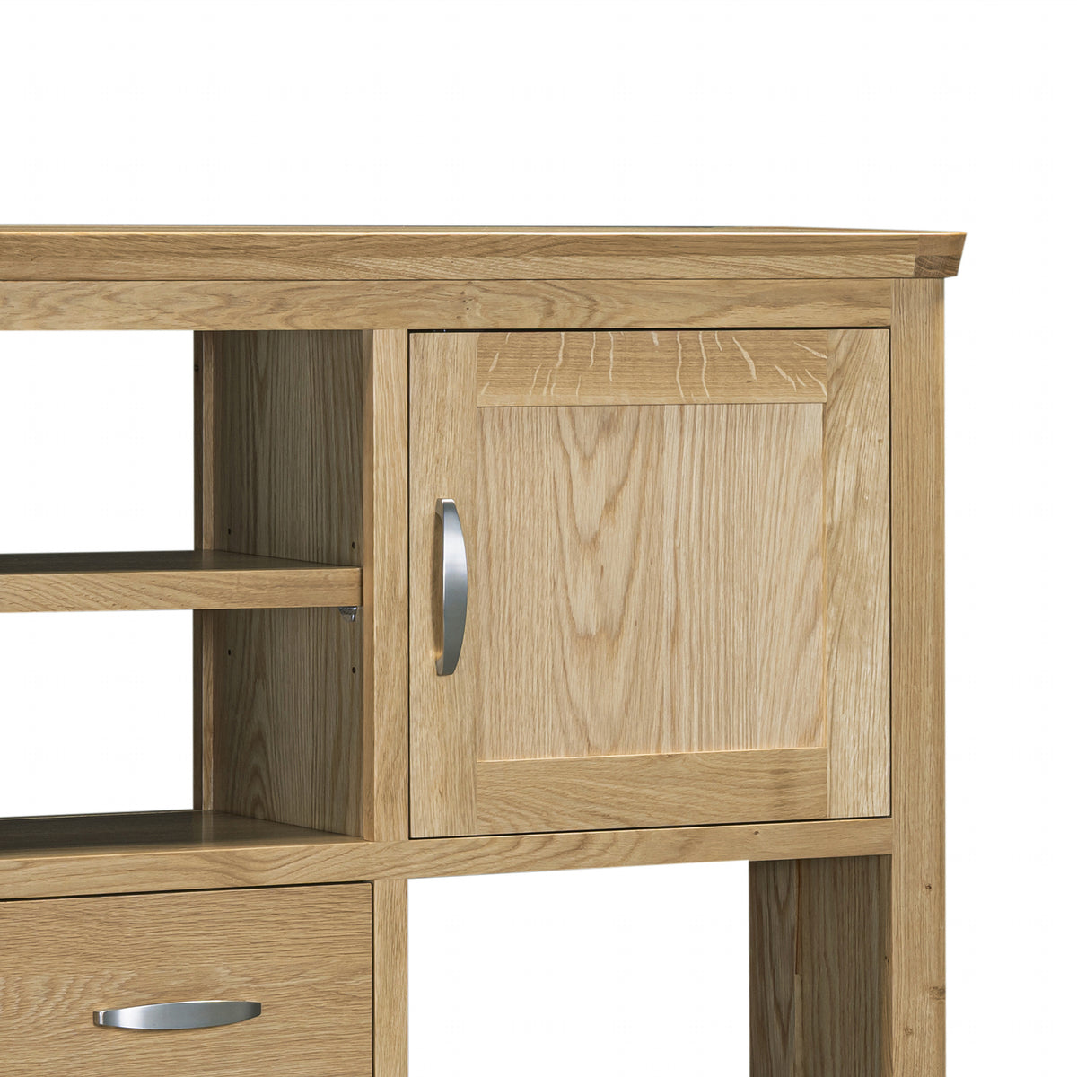 Treviso Oak High Display Unit, cupboard and shelf detail