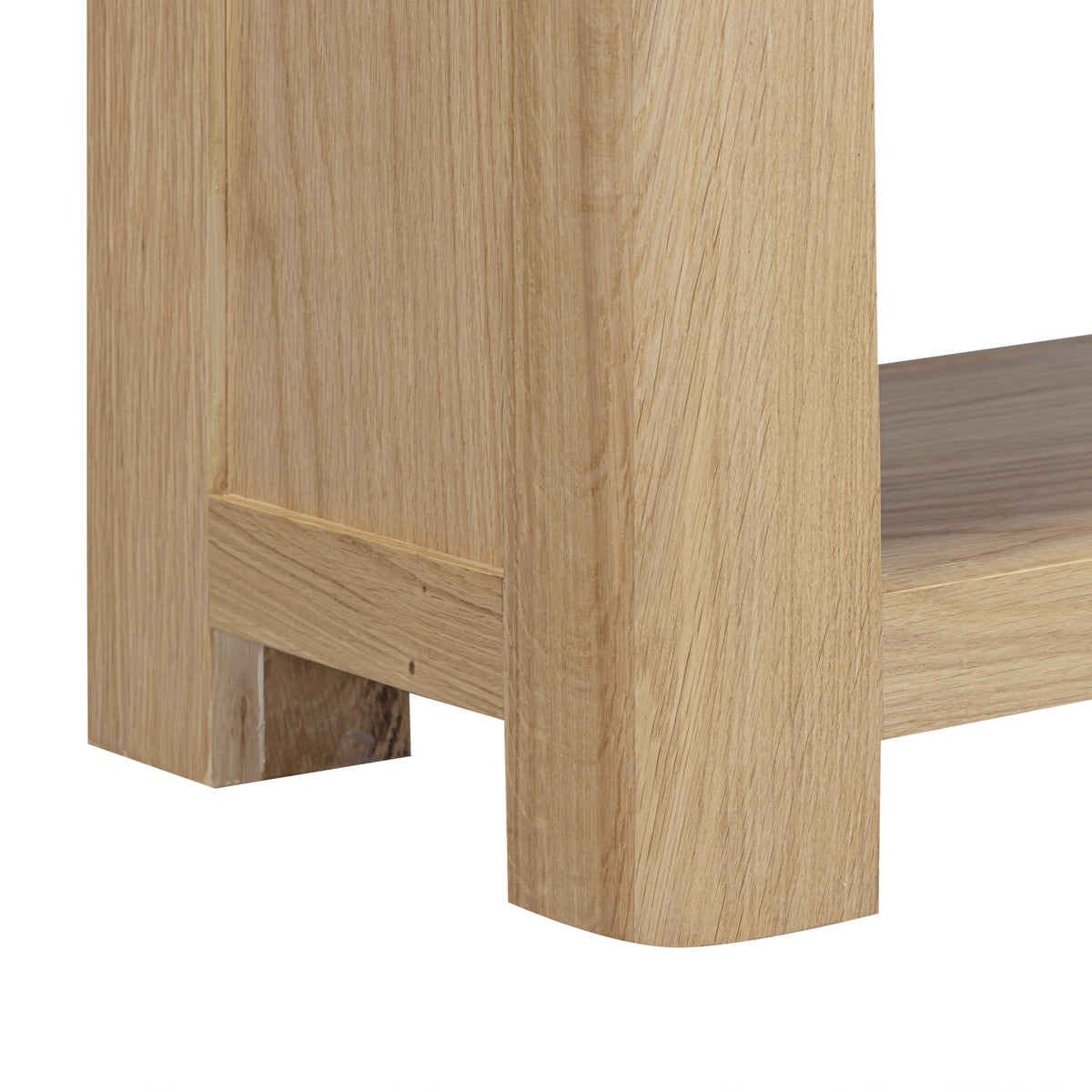 Treviso Oak High Display Unit, curved leg detail