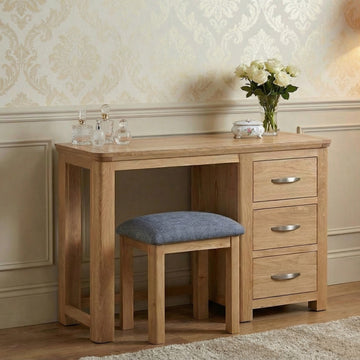Treviso Oak Dressing Table and Stool Set, dressing table and stool room setting
