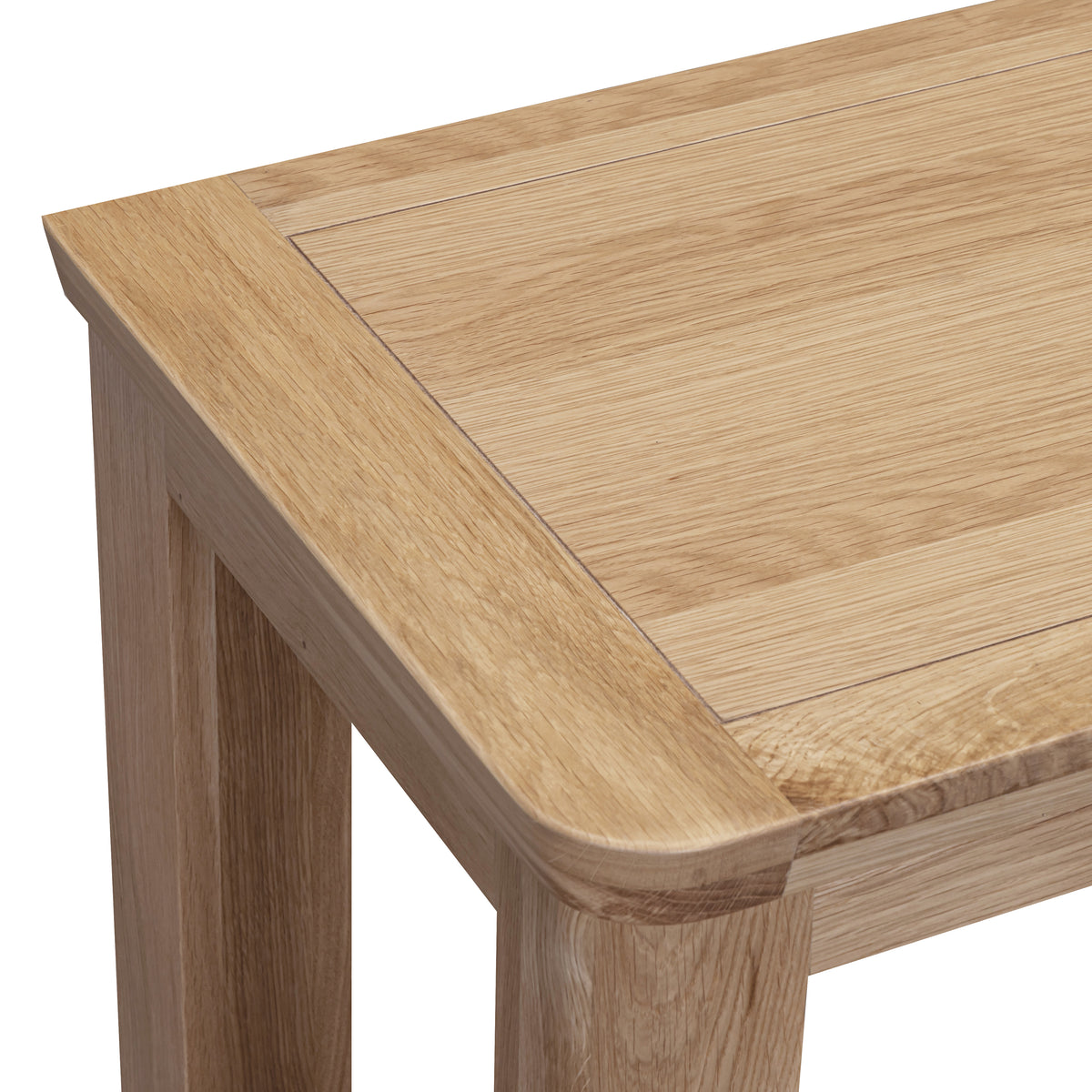 Treviso Oak Dressing Table and Stool Set, curved top detail