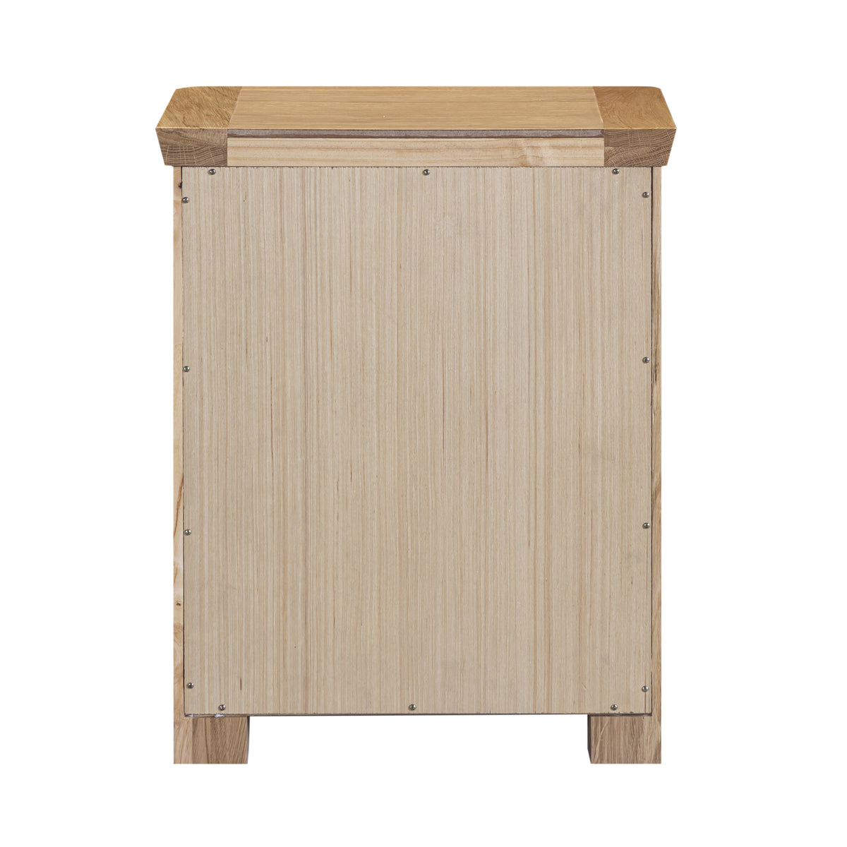 Treviso Oak 3 Drawer Nightstand, rear view