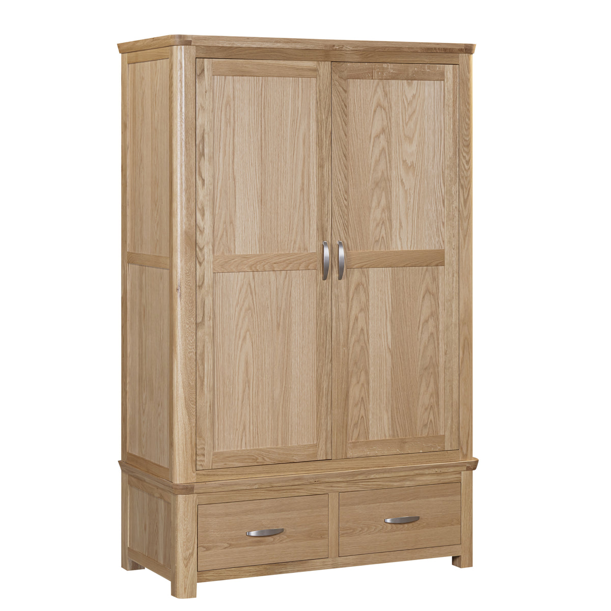 Treviso Oak 2 Door 2 Drawer Wardrobe, angled view
